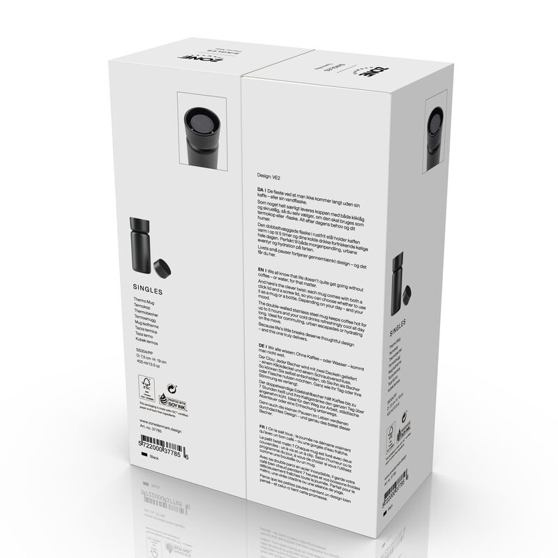 Singles Thermobecher mit zwei Deckeln